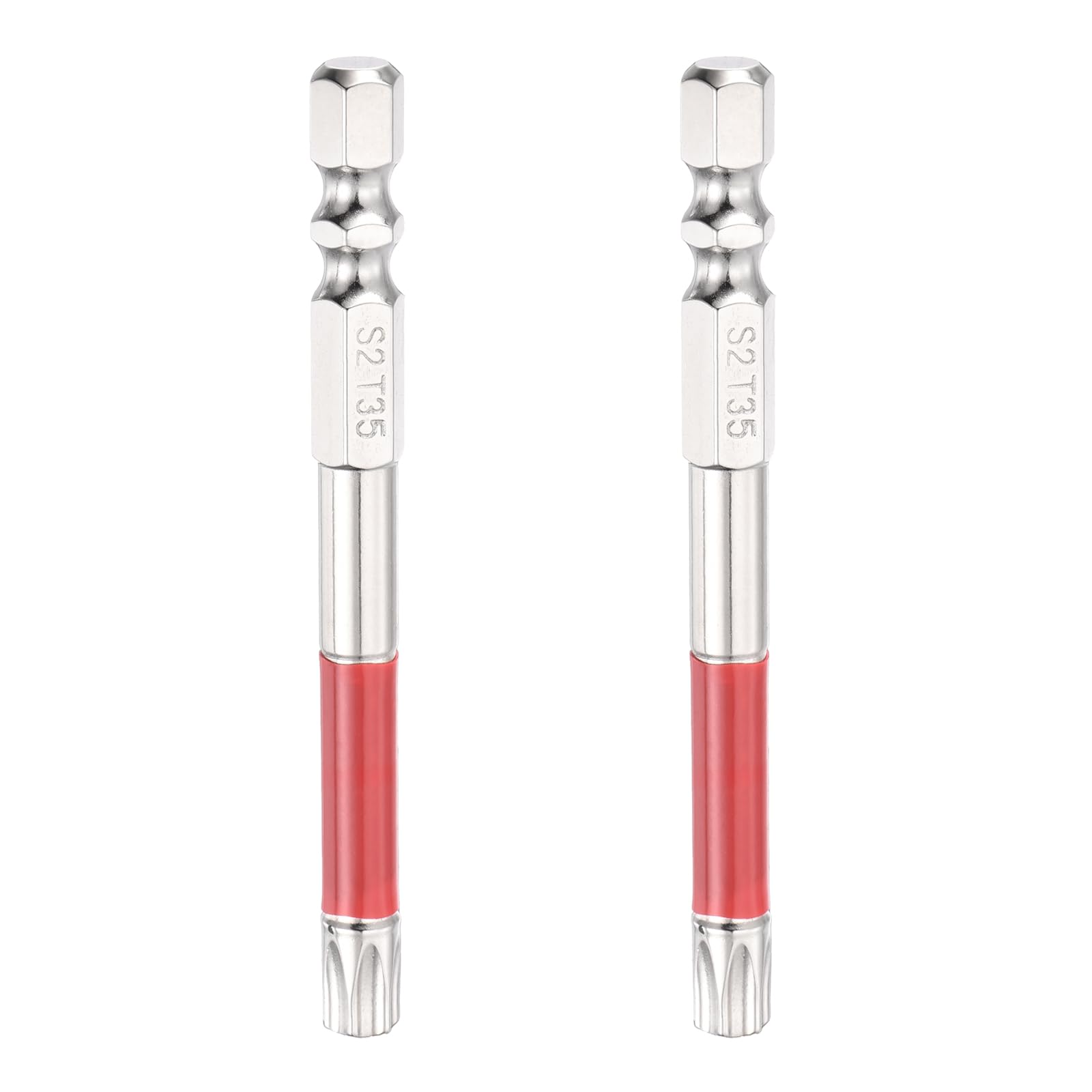 sourcing map 2pcs TT35 Torx Head Screwdriver Bit 1/4" Hex Shank 75mm Long Magnetic Tamper Proof 6 Point Star Drill Bits S2 Steel Industrial Power Screwdrivers with Hole Tip