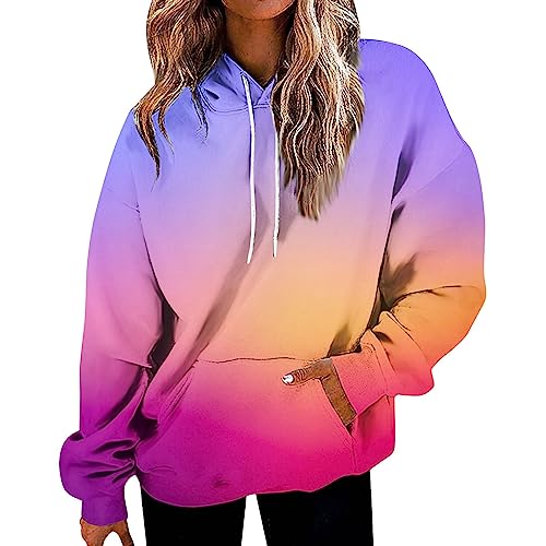 Hoodies for Women Tie Dye Oversized Sweatshirt Plus Size Loose Fit Cute Hoodie Drawstring Fall Pullover with Pocket Sweatshirts for Women Loose Fit Womens Oversized Hoodie 2025 Light Purple X-Large