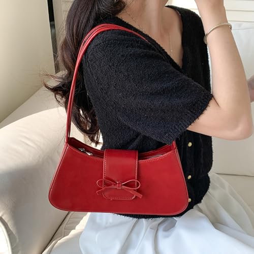 Shoulder Bag for Women, Vintage Handbag Retro Classic Small Purse Coquette Bow Purse Hobo Handbag4