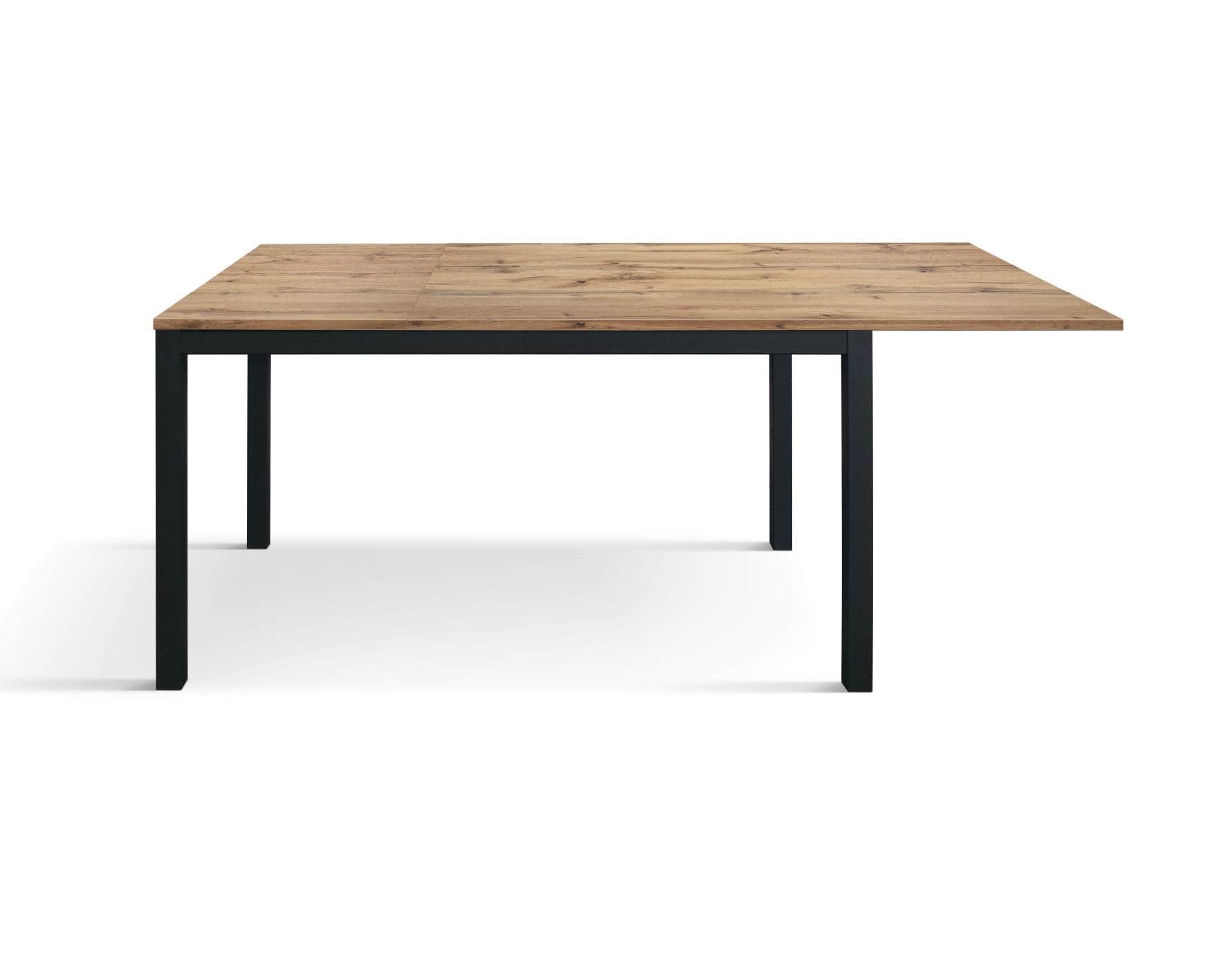 PAZZO DESIGN Tavolo Allungabile Michelle, Tavolo Soggiorno e Cucina, Piano Nobilitato Melaminico, Gambe Metallo Nere, Made in Italy, Rovere Rustico, 120x80x75 cm - id_2092