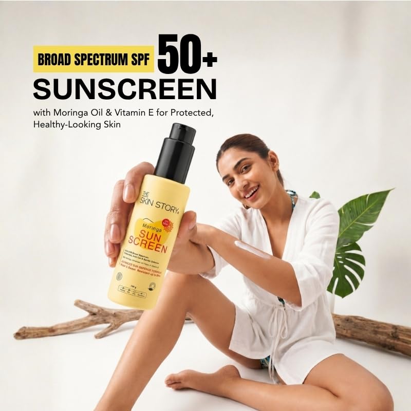 Image of The Skin Story Moringa Tinted Sunscreen SPF 50+ PA++++ | Advanced UV Filters | Broad Spectrum UVA & UVB Protection | Water & Sweat Resistant | Matte Finish | 100g