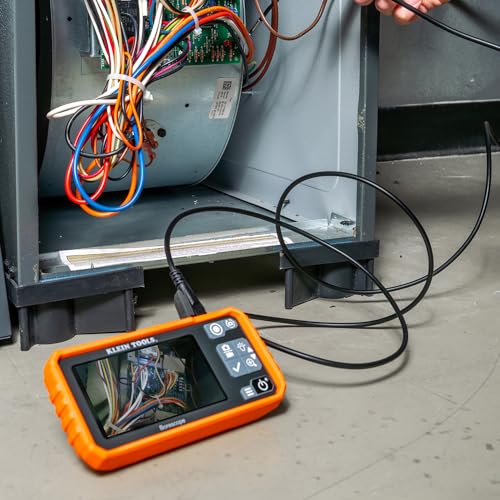 Image of Klein Tools ET17 Utility Borescope with 5.5 mm 9.8-Foot Waterproof Gooseneck Snake, LEDs, 4.3-Inch LCD, Attachments, Endoscope Inspection Camera