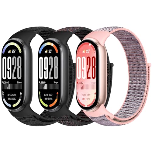 Image of Nylon Sport Band Compatible with Xiaomi Smart Band 10 /9 /8 for Women Men, Soft Adjustable Breathable Sport Loop Watch Strap Replacement Wristband for Xiaomi Mi Band 10 /9 /8, 3pcs