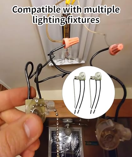 Image of 2 Pcs Pull Cord Switch, Wall Light Switch with Durable Design, Easy Installation for Home and Office, Bedside Lamp and Bathroom Fixture Control