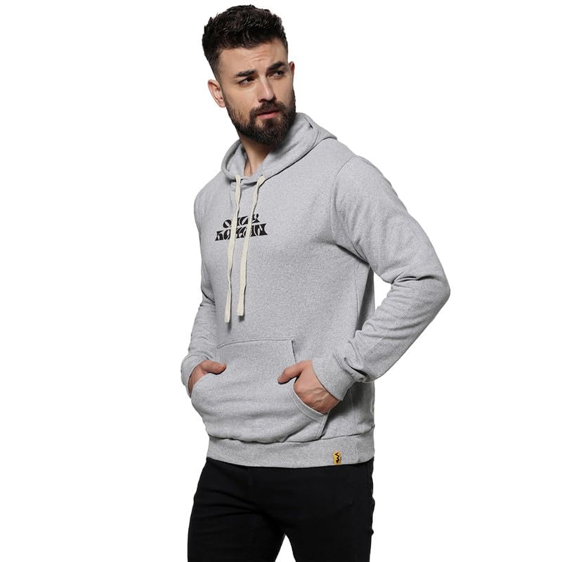 Image of CAHOOT Men's Dark Blue Zip-Front Hoodie with Contrast Drawstring for Casual Wear | Long Sleeve | Hooded Neck | Zipper Closure | Cotton Sweatshirt Crafted with Comfort Fit for Everyday Wear