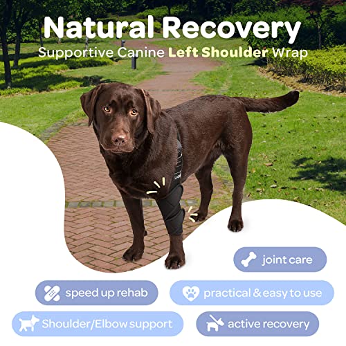 Image of Labra Dog Canine K9 Shoulder Elbow Callus Pain Relief Brace - Hot Spot Hygroma Hotspot Wound Chewing Protector Wrap For Arthritis, Sprained, Injured Joints Vet Approved - Small, Left Leg