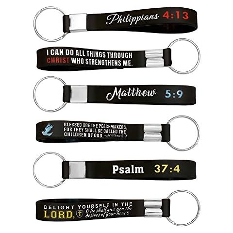 (12 Pack) Christian Bible Keychains with Scripture - Bulk Wholesale Silicone Key Chains - Christian Gifts for Church, First Communion, Easter, Christmas, VBS - Phillippians 4:13 Cover
