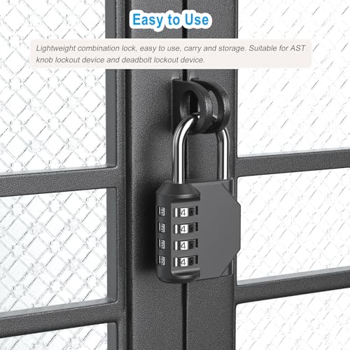 Image of AST Combination-Padlock, 4-Digit Resettable Passcode Padlock, 2 Pack, School Gym Locker, Sports Locker, Metal Portable Lock, Combo Lock for Fence, Toolbox, Gate, Case, Hasp Storage (Black)