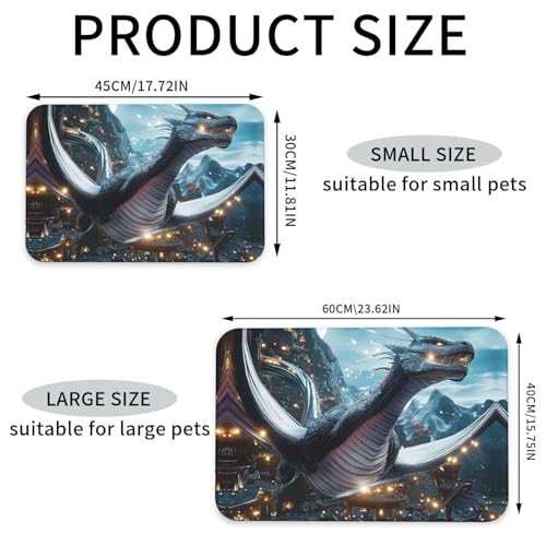 The Majestic Japanischer Drache Futtermatte für Hunde und Katzen, saugfähig, Leder, Tischdecke für Wassernapf, wasserdicht, keine Flecken, schnell trocknend, rutschfest, 60 x 40 cm