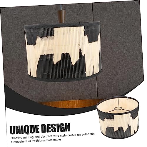 Image of Bamboo Drum Lamp Shade Decorative Printed Lamp for Pendant Light for Restaurant Lighting and Home Decor Stylish Accent