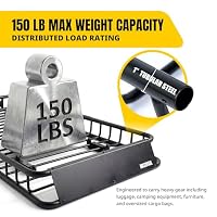 MaxxHaul 50506 robuster Universal-Dachträger aus Stahl, 162,6 x 99,1 x 15,2 cm, Schwarz – Ansicht 3
