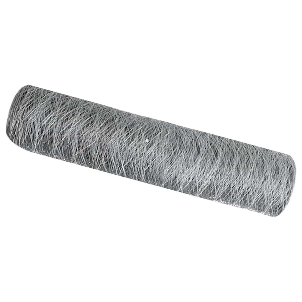 Hexagon Fence Silver 0.8 x 25 m Galvanised Steel Outdoor Garden Border Privacy Screen Decorative Fence Panel for Terrace Patio Yard Landscape Boundary