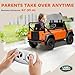 Qaba Land Rover 110SVX Licensed Electric Car for Kids, 12V Battery Powered Kids Ride On Car with Remote Control, Dual Motors, Spring Suspension, LED Lights, 3 Speeds Ride On Truck, Orange