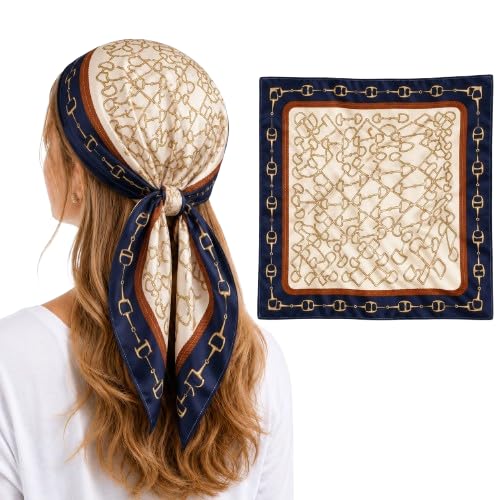 Image of Satin Square Head Scarf for Women, Floral Printed