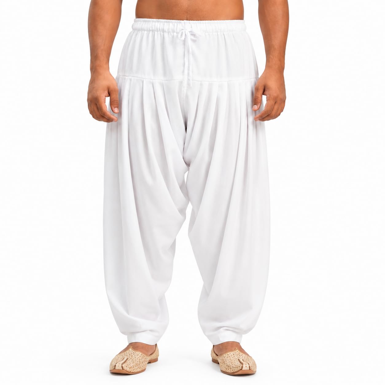 aagekyaa Men's Pure White Cotton Patiala : Premium Ethnic Loose Fit Pants-picture-14