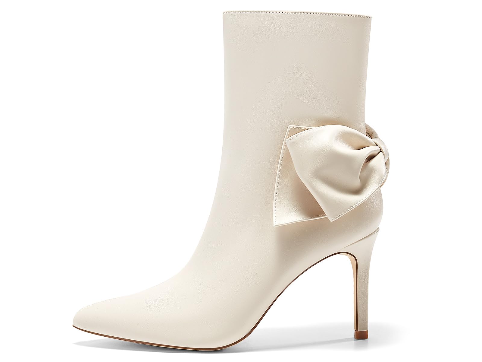 Coutgo Womens High Heel Ankle Boots Pointed Toe Bow Side Zipper Booties Stiletto Winter Booties Casual Dress Shoes