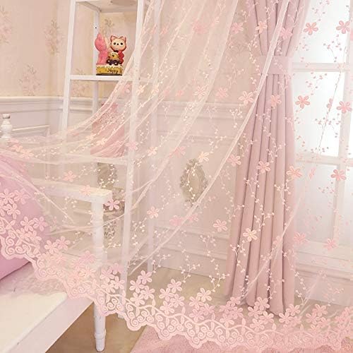HooHero Pink Luxury Exquisite Floral Beautiful Sheer Curtains Home Decoraiton Customzied Supportted Jacquard Style for Living Room Bedroom Home Office