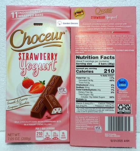 Choceur Strawberry Yogurt Smooth Creamy European Chocolate 7.05oz 200g (Two Bars)