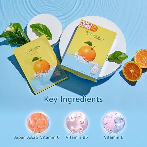 My Beauty Diary Vitamin B5+C Intensive Repair Mask, Glowing and Moisturizing Facial Mask, Restores Skin Radiance, Self Care Face Sheet Mask for Dull Skin and All Skin Types (8 pcs) - Image 5