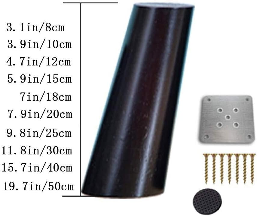 Solid Wood Furniture Legs, Sofa Legs, Wood Sofa Legs,Black Furniture Feet Replacement Legs(3.9inch/10cm)