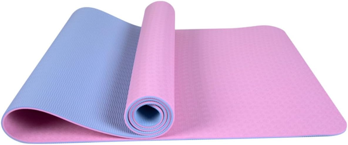 Dual Tpe Yoga Mat Non-slip Fitness Exercise Mat Lightweight Portable for Hot Yoga Pilates Aerobics in Pink and Blue