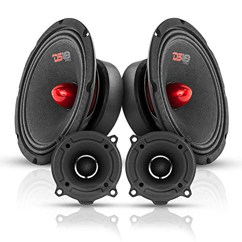 DS18 Bullet Midrange and Tweeter Combo - Complete Mids and High Car Audio Package - Includes 2X 8 Midrange Loudspeaker and 2X Aluminum Super Bullet Tweeter 1" Built in Crossover - Door Speaker Combo - image 1