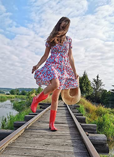 LEMIGO Damen Gummistiefel Wasserdicht Hohe Regenstiefel Gartenschuhe 967 Ilse (Dunkelblau, 41)