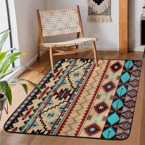 Grand tapis ethnique 122x160 cm antidérapant et lavable en machine pour salon et chambre