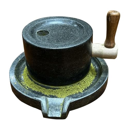 Vintage Stone Mill, Handmade Natural Lapis Lazuli Stone Mill, Manual Granite Stone Matcha Tea Powder Grinding Machine, Home Lime Stone Mills for Grinding Wet Dry Grain Spice Bean