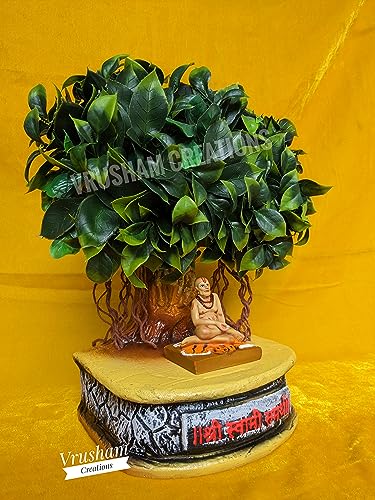 Image of Shri Swami Samarth Murti with Tree 1 Feet (LED Focus Light, resin, Multicolour)