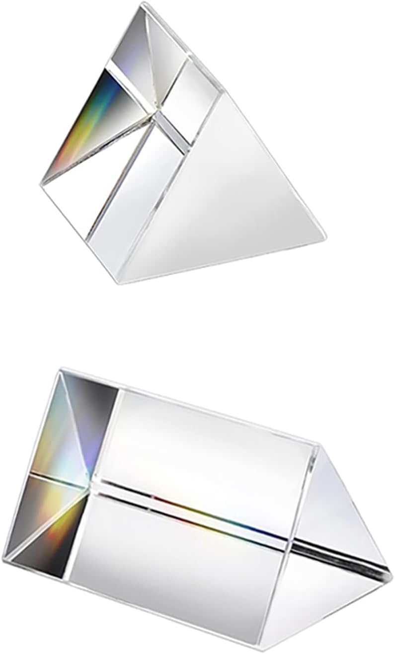 2PCS Crystal Optical Glass Triangular Prism, Width 30mm, 30/50mm Prism Rainbow Spectrum Experiments Glass, K9 Crystal Triangle Prism, Clear Lens For Light Spectrum Physics, Rainbow Effect Photo