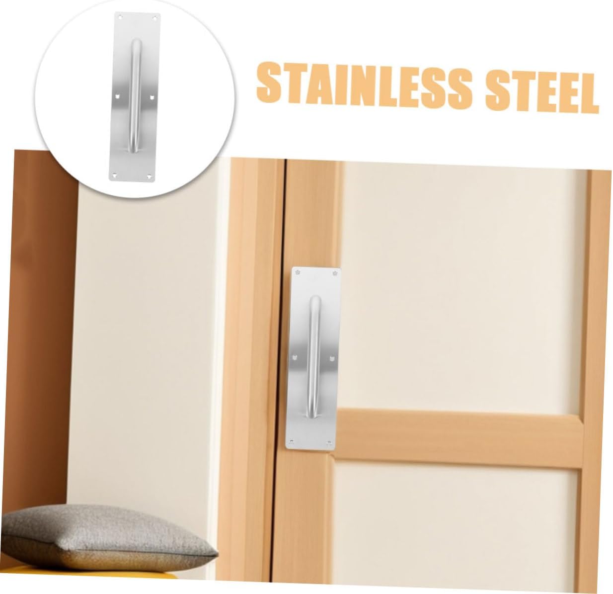 DOITOOL 2pcs Stainless Steel Fire Door Pull Handle Push Plate and Stylish for Home Office and Commercial Use Easy Install Silver Finish