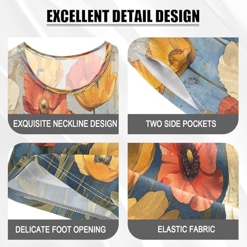 senya Short Sleeve Pajamas Sets Summer Cotton Sleepwear Vibrant California Poppies4