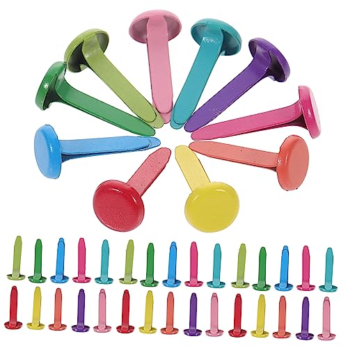 Beatifufu DIY Craft Brads 6 Pack 600pcs Paper Fasteners for Crafts Flat Head Brad Paper Fasteners Metal