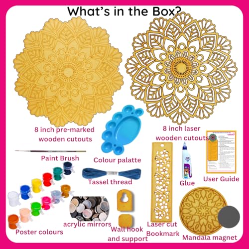 Image of Mandala Art Kit for Adults and Kids | DIY 3D Mirror Wall Decor Kit Inspired by Lippan Art | Complete Craft Kit with Materials | Handmade Art and Craft Gift for Girls Boys | Home Decoration