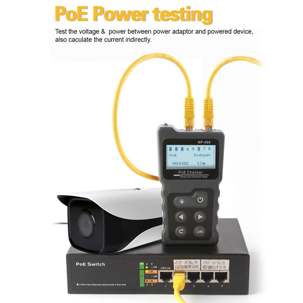 Tester kabli Hancaner Network Cable Tester RJ45 tester kabli krosowych LAN tester sieci Ethernet Network Cable Tester PoE Checker
