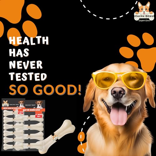 Image of Excite Bites Pressed Rawhide Bones for Dog Treats|Dog Calcium Bone Dog Chewing Needs|3Inch & 5Inch Calcium Bone Treat for All Dogs|Combo Offer (3 inch-6Pcs)(5 inch-4Pcs), 485 G (Pack of 2),All Life Stages