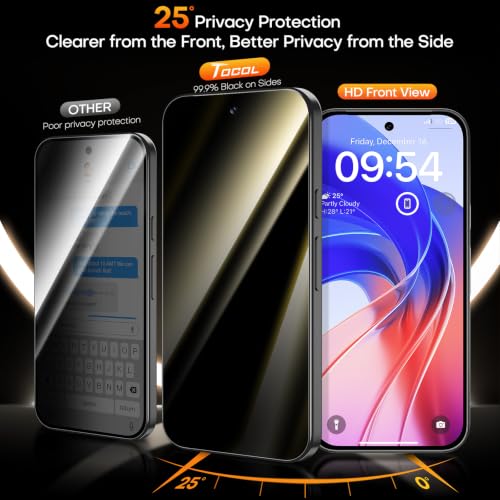 Image of TOCOL for Google Pixel 11 Pro Privacy Screen Protector | Easy Installation, 25 Anti Spy, Data Protection, 9H+ Tempered Glass, 11FT Military Grade Shatterproof, Anti-Scratch, 2 Pack