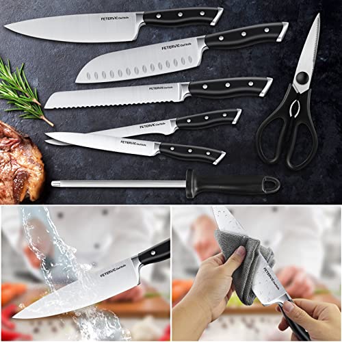 FETERVIC Knife Set with Block, 12Piece Premium Kitchen Knife Set with