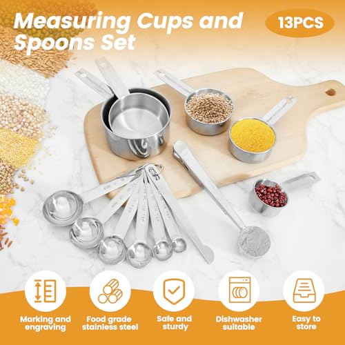 Set de 13 piezas de vasos y cucharas medidoras de acero inoxidable miniatura 2