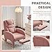 FOXHUNTER Teddy Rocking Chair Nursery, Cozy Nursing Chair for Breastfeeding with Foot Rest, Baby Rocker Glider Chair with Side Pocket for Living Room Bedroom, Pink
