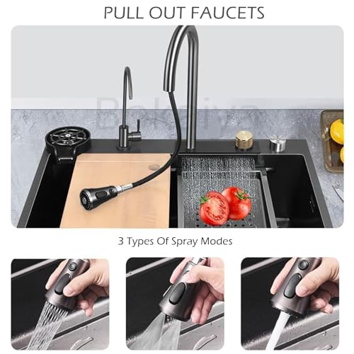 Image of 304 Grade Stainless Steel Sink For Kitchen & Free Stainless Steel Counter Top | 30 X 18 X 9 Inchs | With Anti Scratch Honeycomb Design | Nano Coated | Multifunction