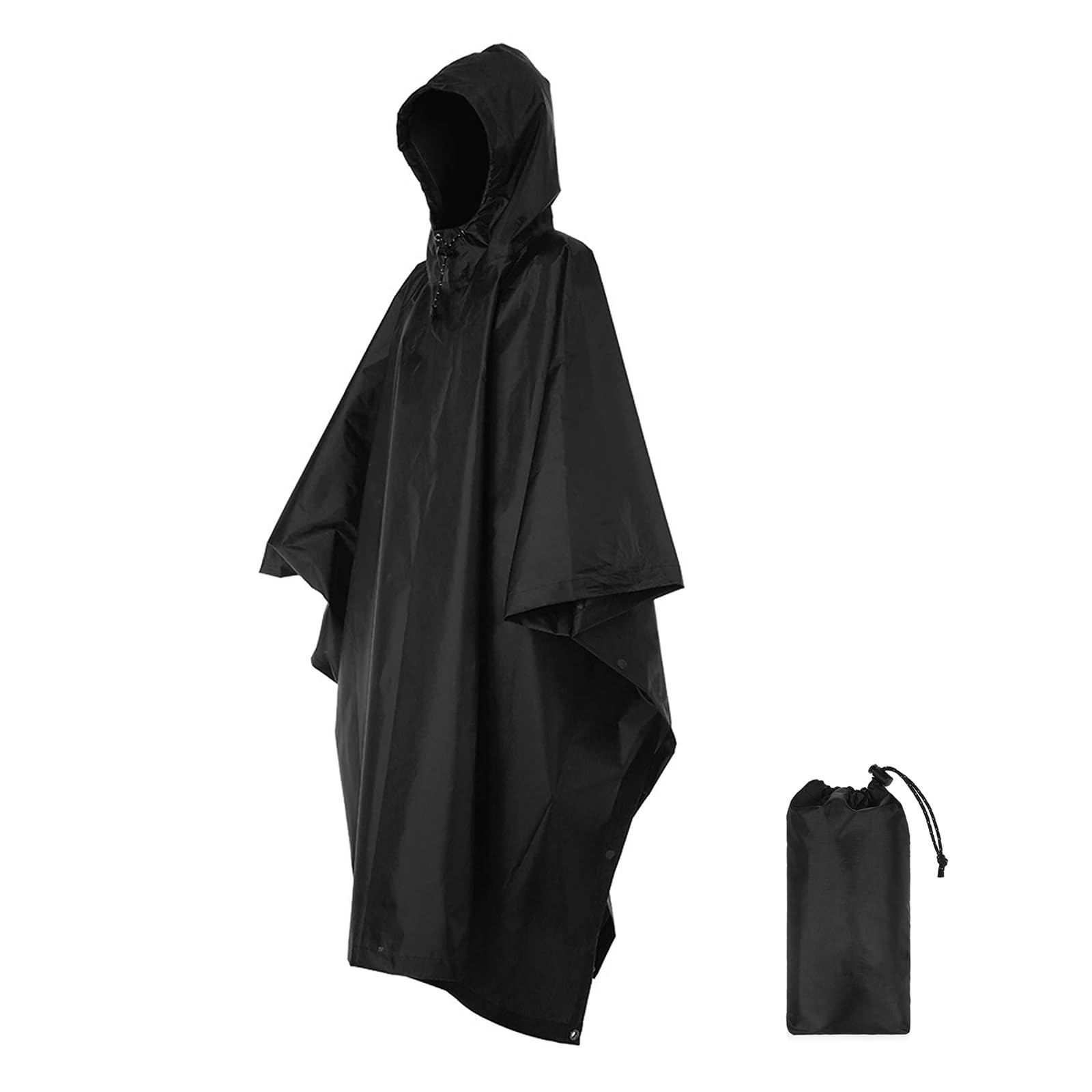 Poncho De Lluvia Poncho de Lluvia Impermeable 3 en 1, Abrigo Ligero con Capucha for la Lluvia, Estera de Picnic, Manta, Refugio Solar for Acampar al Aire Libre, Ciclismo y Escalada(Black)