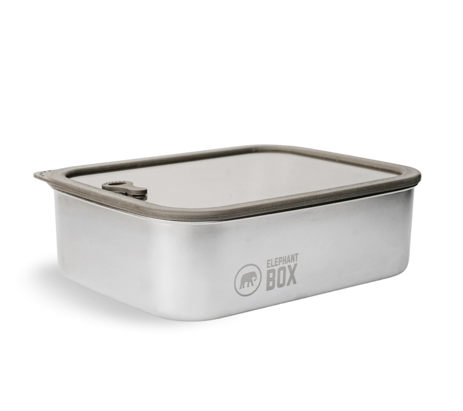 Elephant Box Grey Prep And Store Container - 1L, 1.8L, Or 2.4L, Leakproof Stainless Steel, Borosilicate Glass Lid, Microwave-Safe (, 2.4 Litre)