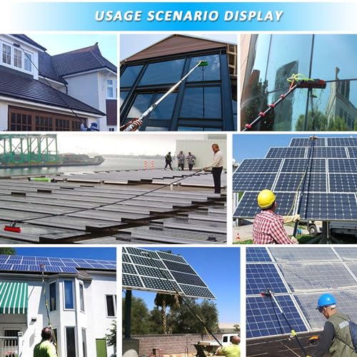 Limpiador de ventanas con agua para paneles solares y limpieza de techos, mantenimiento eficiente con alcance extensible para un uso seguro en el hogar