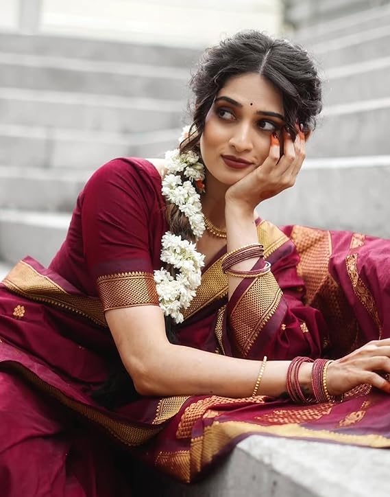 Image of C J Enterprise Women's Pure Kanjivaram Soft Silk Saree Banarasi Style Ladies Sadi With Blouse Piece for Wedding (Eagle-3-51)
