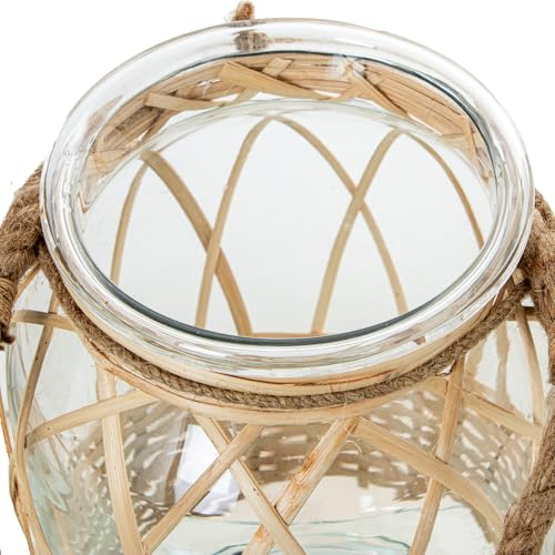 Lanterne en verre contre le vent avec anse en corde pratique - 7