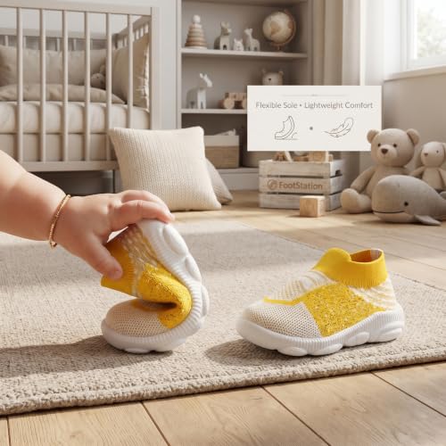 Image of Infant Shoes for Baby Boys & Girls | Musical Sound Walking Shoes | First Walker Shoes for Toddlers | Lightweight Breathable Knit Sneakers | Soft Sole Comfortable Slip On Shoes for Newborns, Babies & Kids