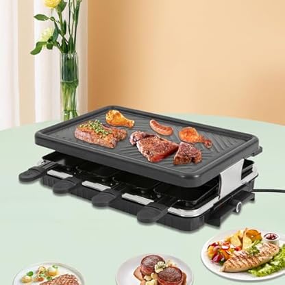 Elektrischer Tischgrill 1300 W, BBQ Tisch Grill mit 8 Kleinen Backblechen, Tragbarer Elektro Grill Platte für Balkon, Elektrogrill mit Antihaft-Beschichtung, 41.5 * 25.5 * 12.5cm – Bild 8