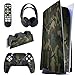playvital Kit de Autocollants Skin Decal pour ps5 Sticker Vinyle pour ps5 Console&Manette&Station de Charge&Casque&Télécommande Média-Édition Régulière-Camouflage Vert Armée